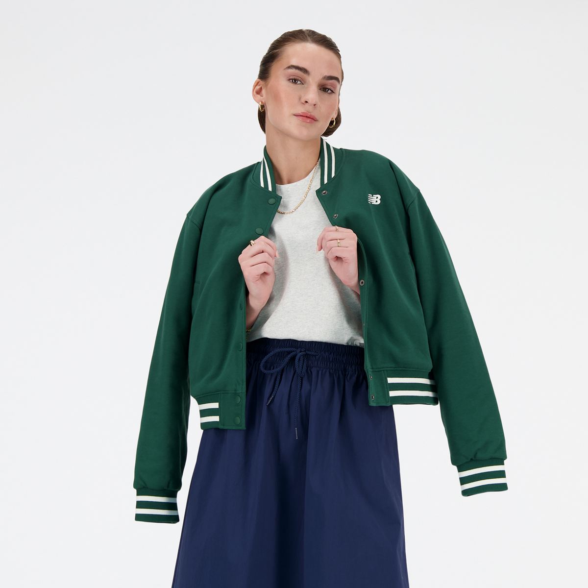 New Balance W Sportswear's Greatest Hits Interlock Varsity Jkt in