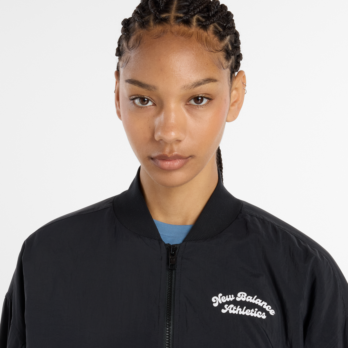 New Balance W Linear Heritage Woven Bomber Jacket in
