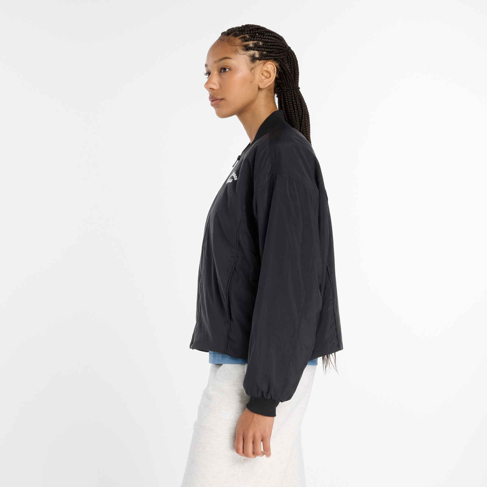 New Balance W Linear Heritage Woven Bomber Jacket in