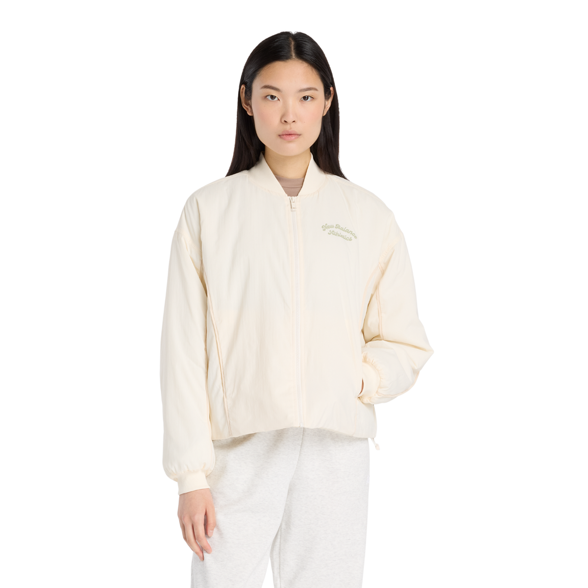 New Balance W Linear Heritage Woven Bomber Jacket in