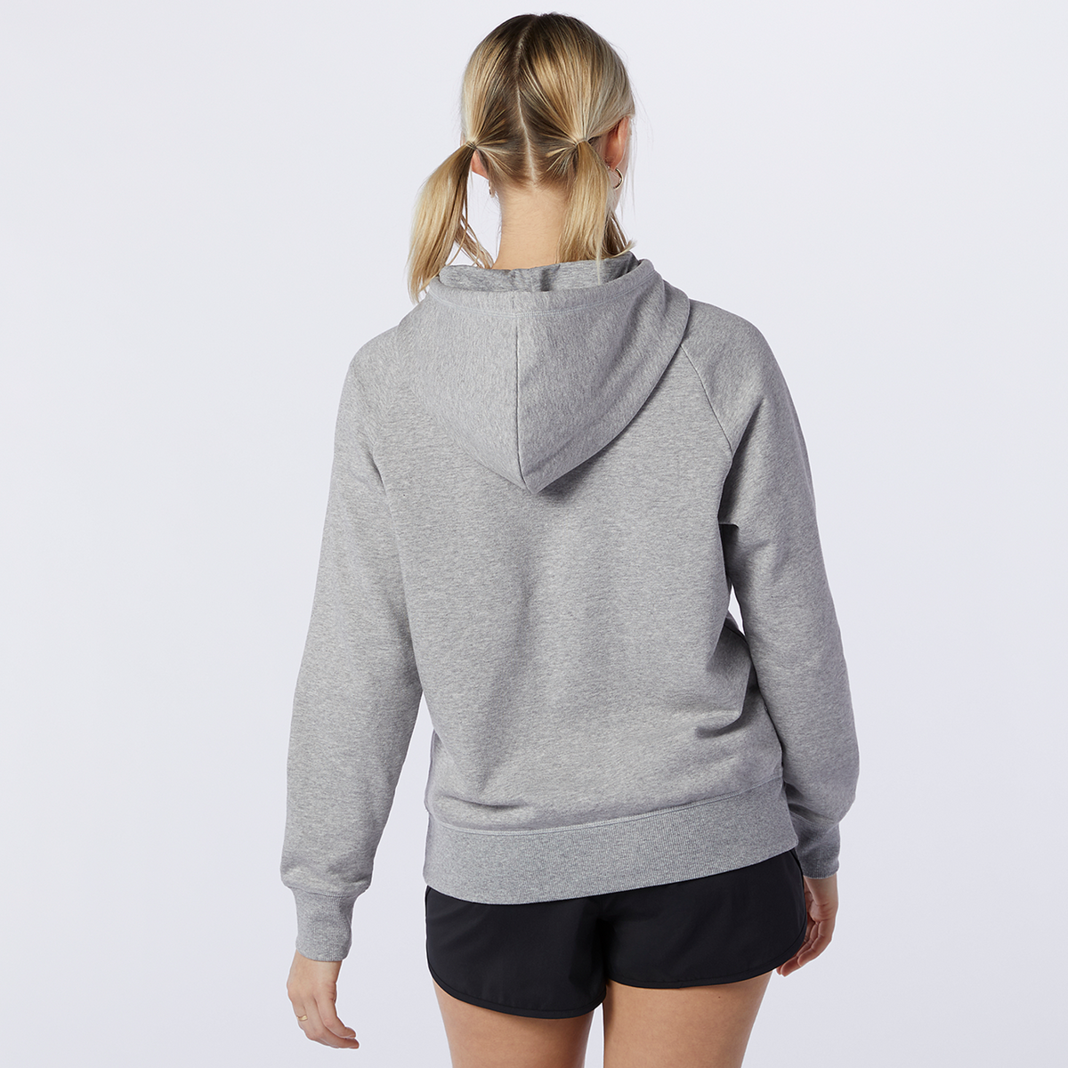 New Balance W Essentials Stacked Logo PO Hoodie in GRAU