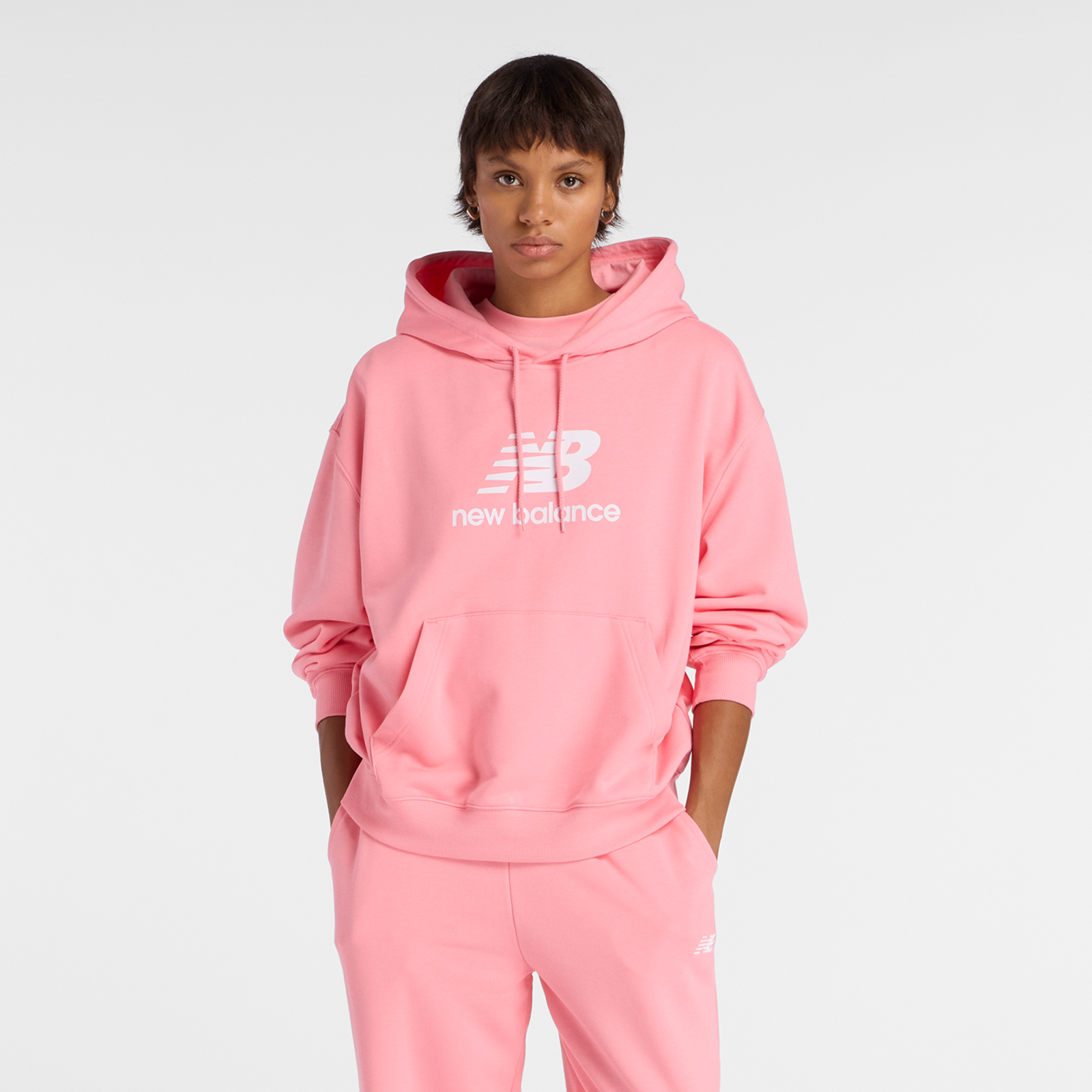New Balance W Sport Essentials French Terry Stacked Logo Hoodie in