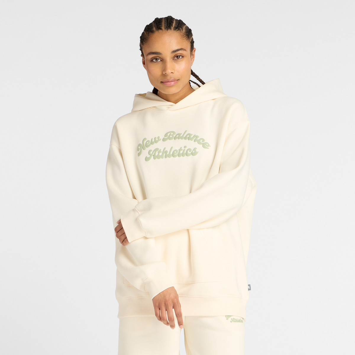 New Balance W Linear Heritage Fleece Long Hoodie in