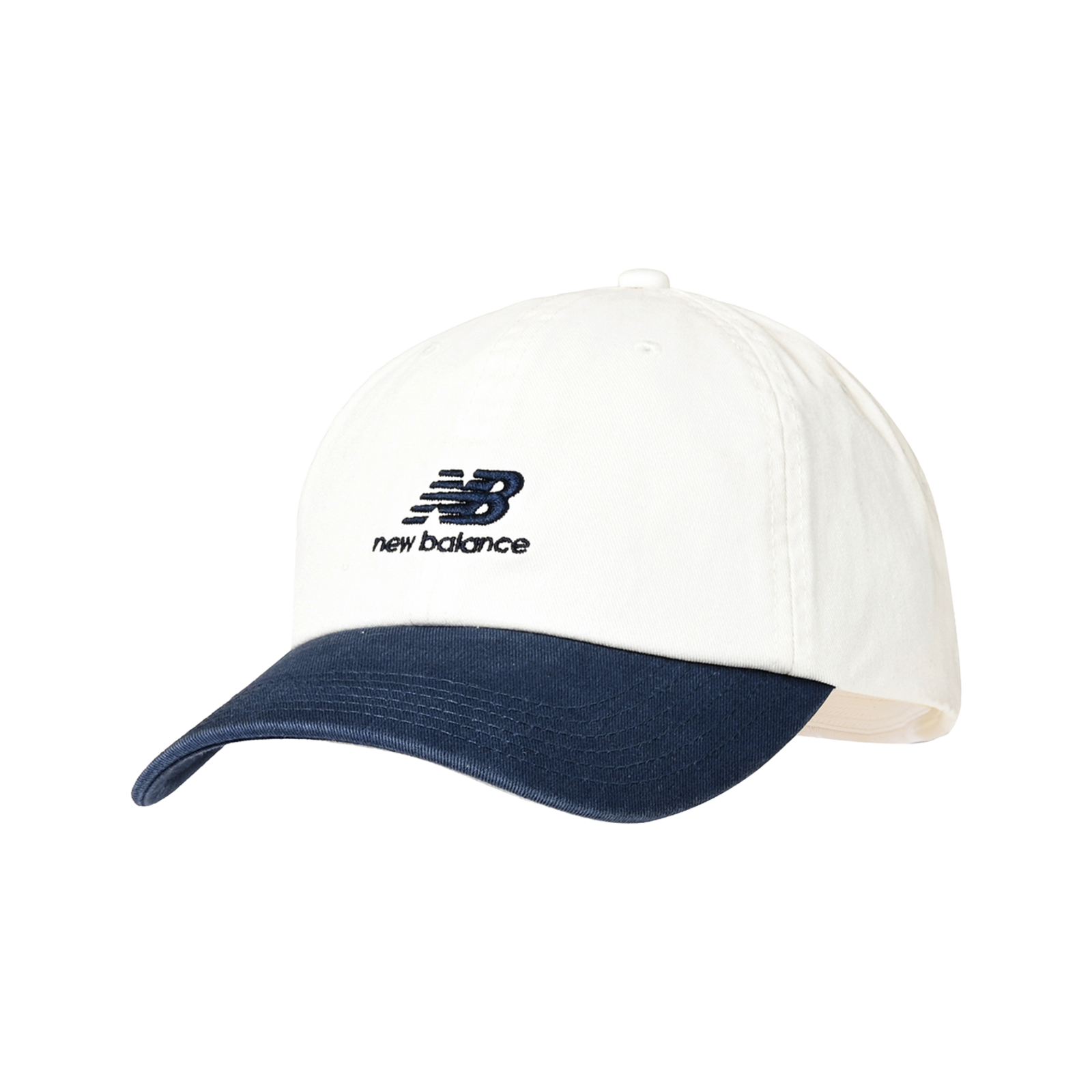 New Balance 6 Panel Flying NB Stacked Logo Hat in WEISS