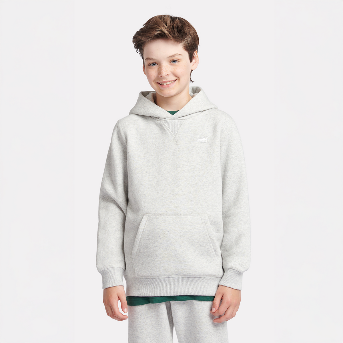 New Balance B New Balance French Terry Small Logo Hoodie in GRAU