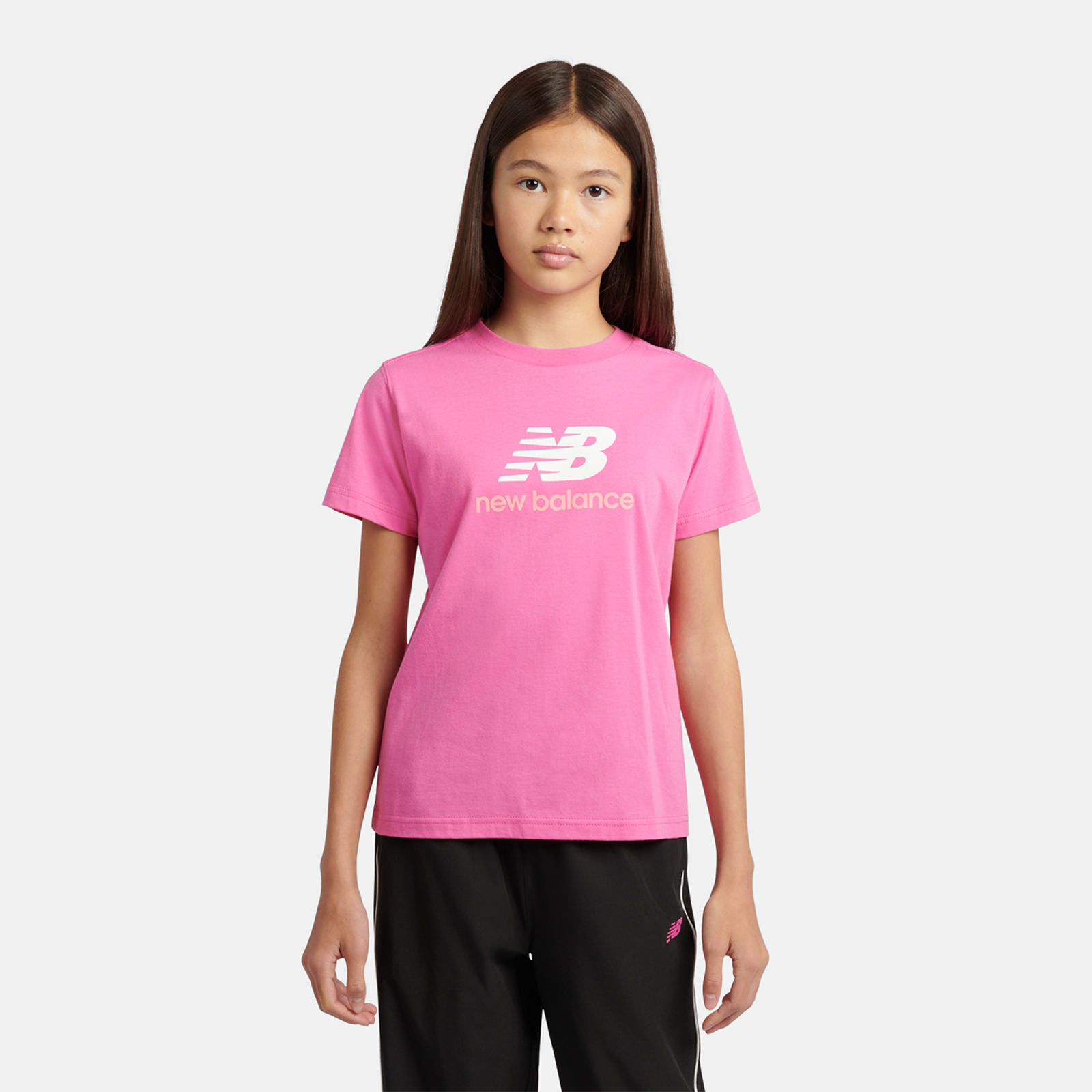 New Balance G NEW BALANCE JERSEY STACKED LOGO TEE in