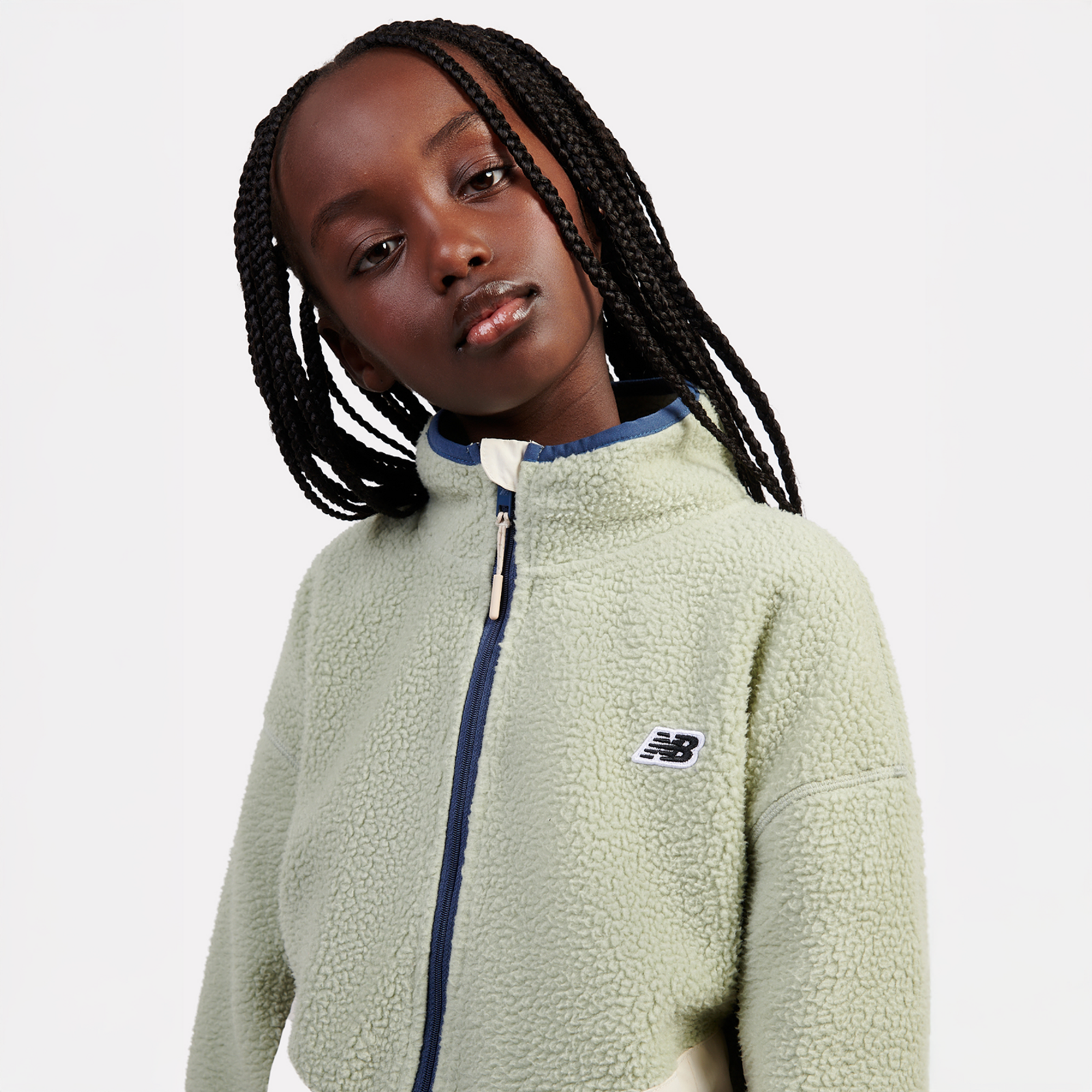 New Balance G NB PREMIUM BORG FLEECE ZIP THRU FUNNEL in