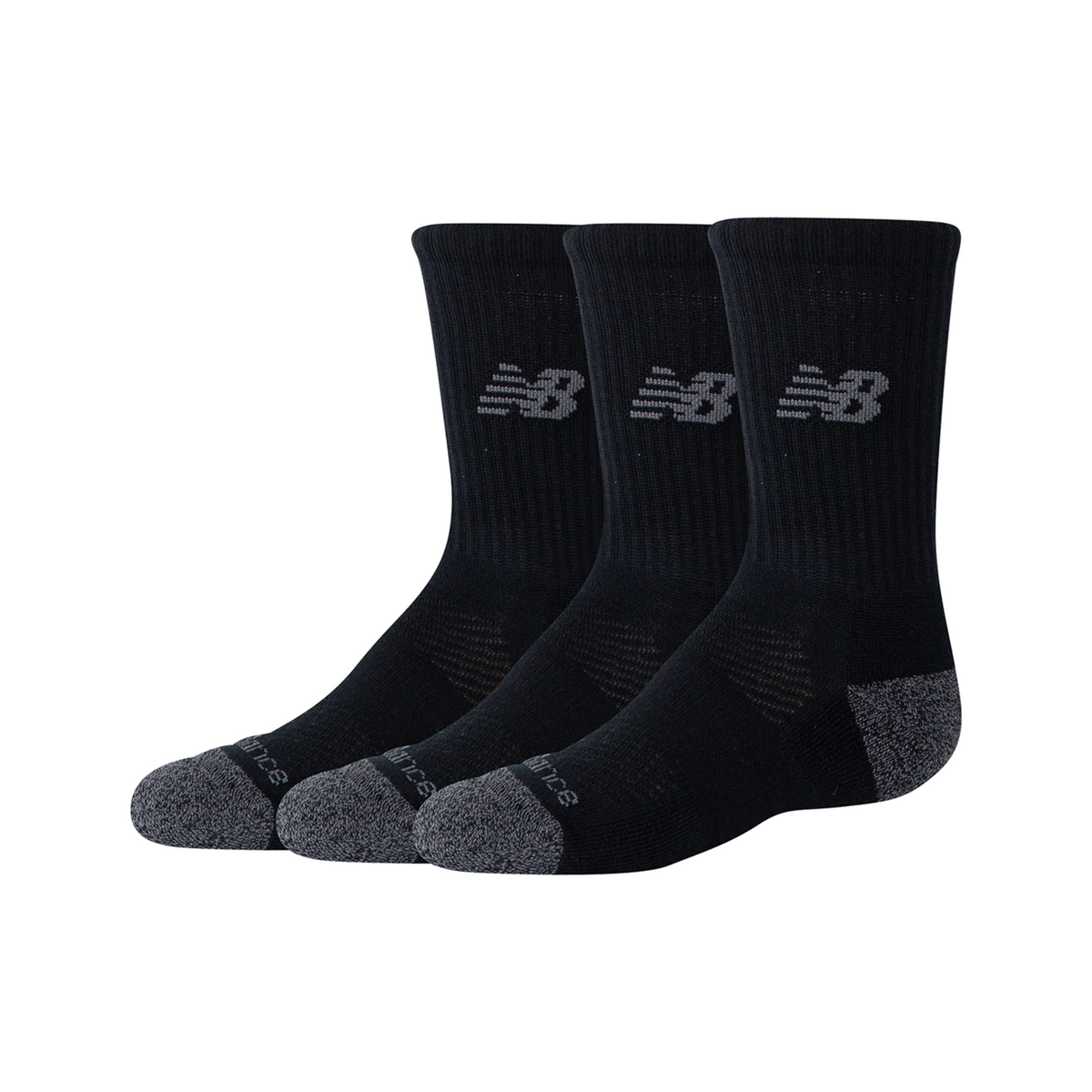 New Balance Youth Active Crew Socks 3 Pack in SCHWARZ