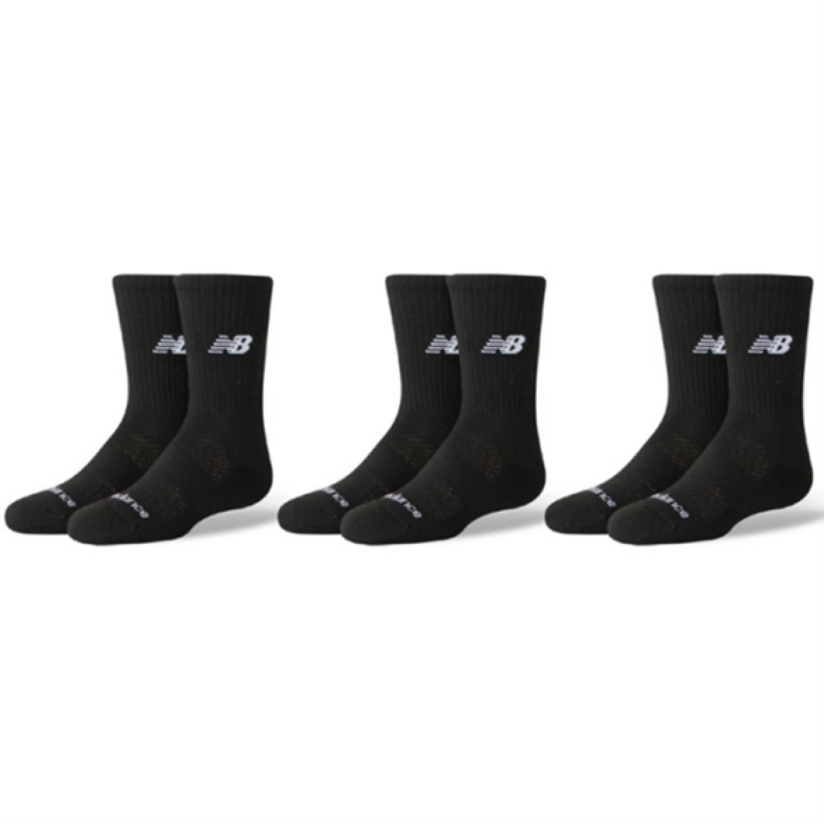 New Balance Youth Daily Essentials Cushion Crew Socks 3 Pack in SCHWARZ
