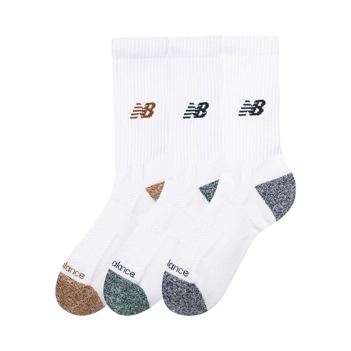 New Balance Active Crew Socks 3 Pack in WEISS
