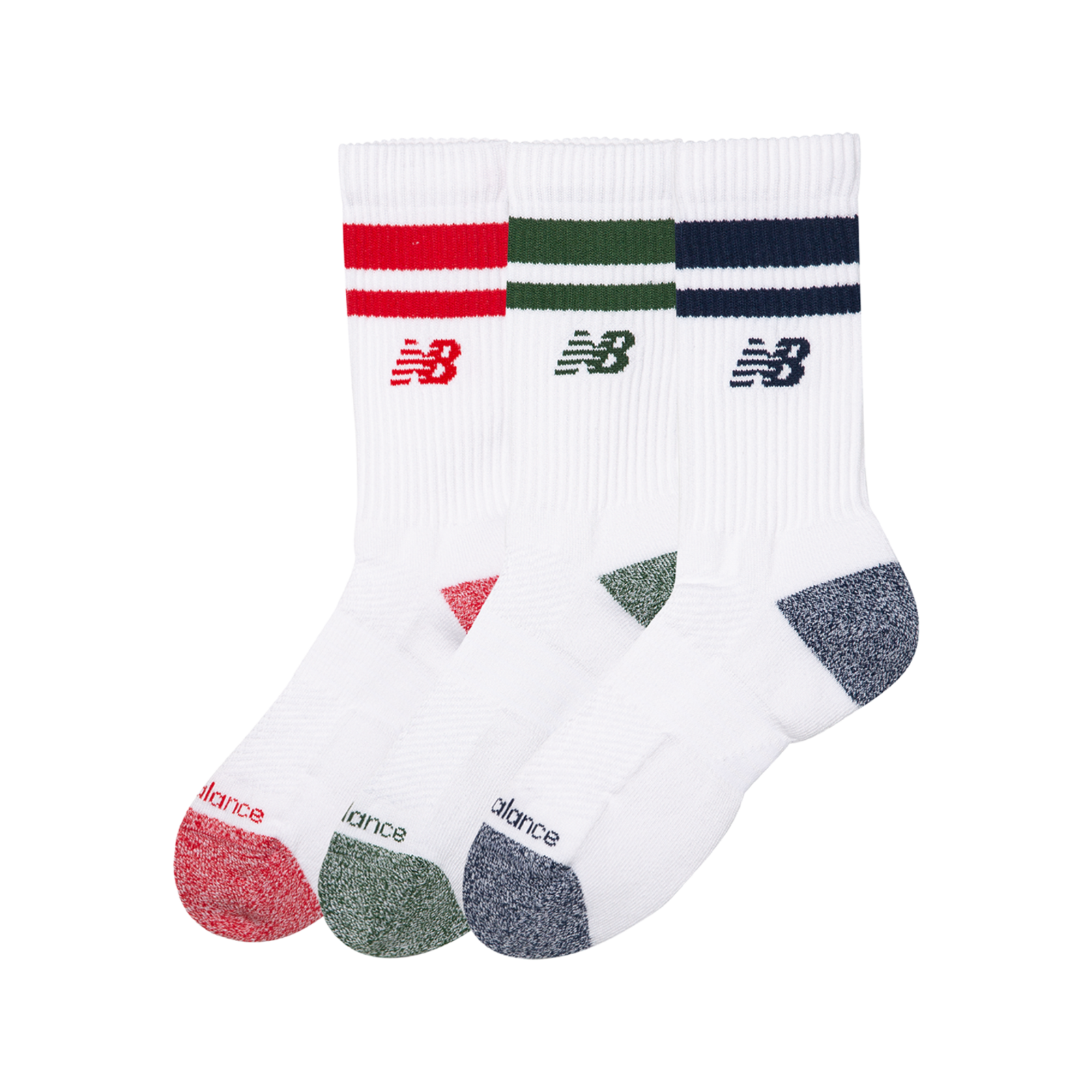 New Balance Active Lifestyle Striped Crew Socks 3 Pack in MEHRFARBIG