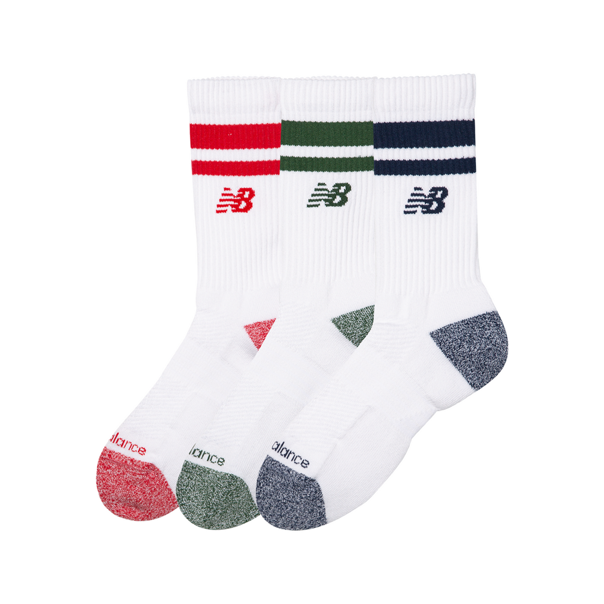 New Balance Active Lifestyle Striped Crew Socks 3 Pack in MEHRFARBIG