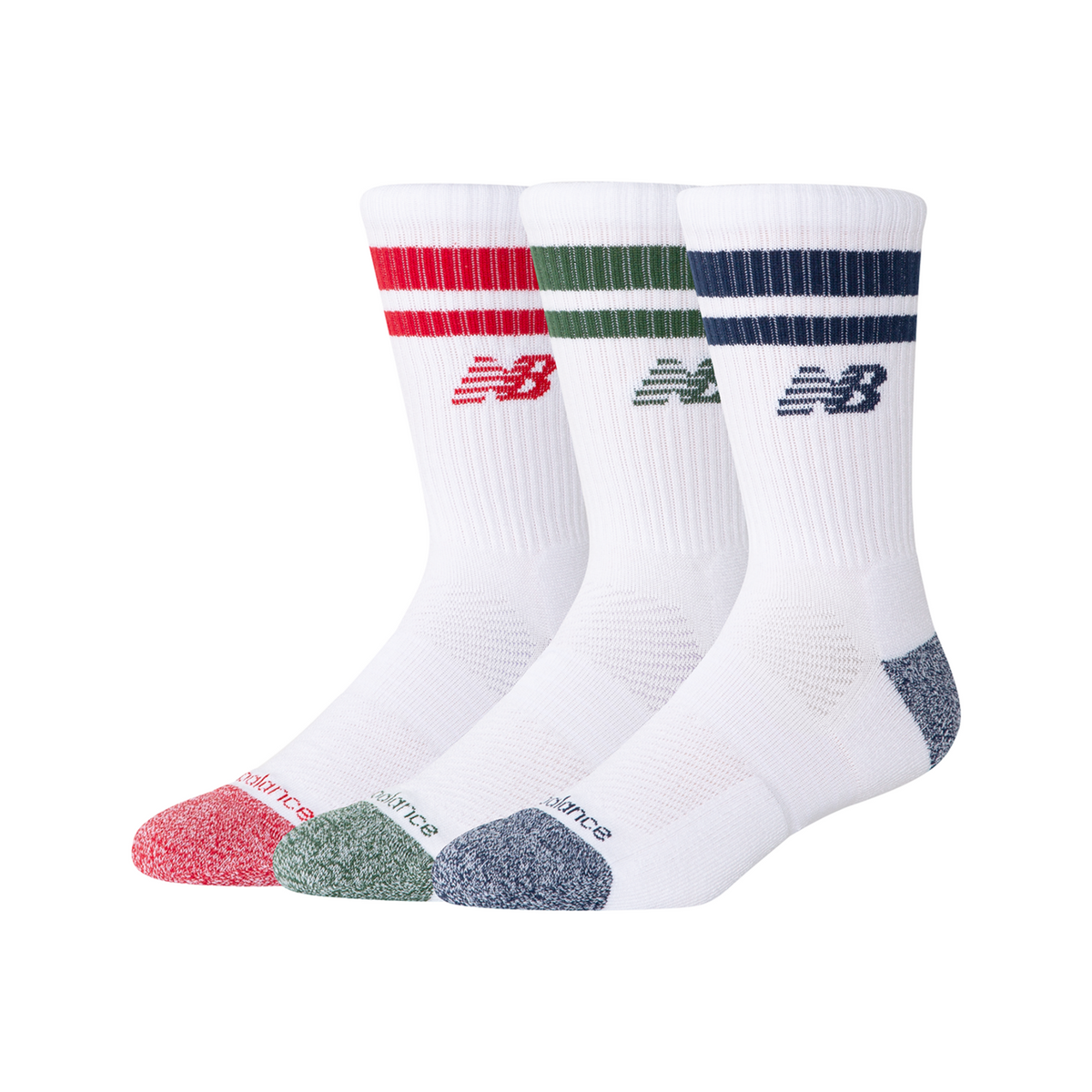 New Balance Active Lifestyle Striped Crew Socks 3 Pack in MEHRFARBIG