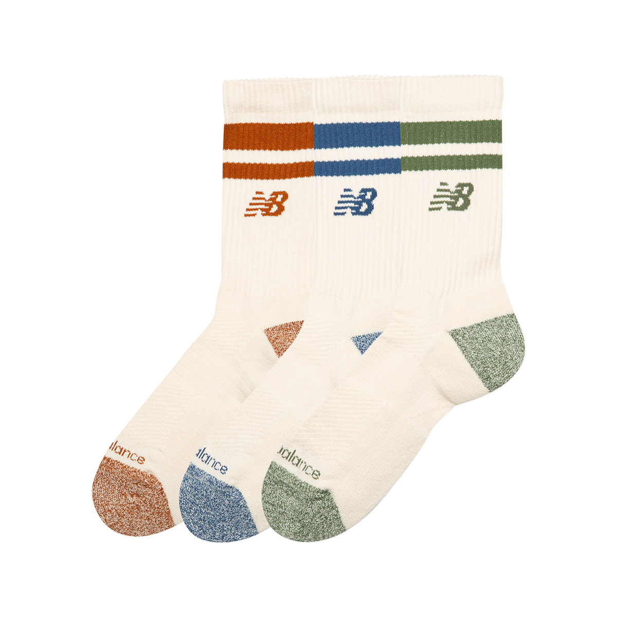 New Balance Active Lifestyle Striped Crew Socks 3 Pack in MEHRFARBIG