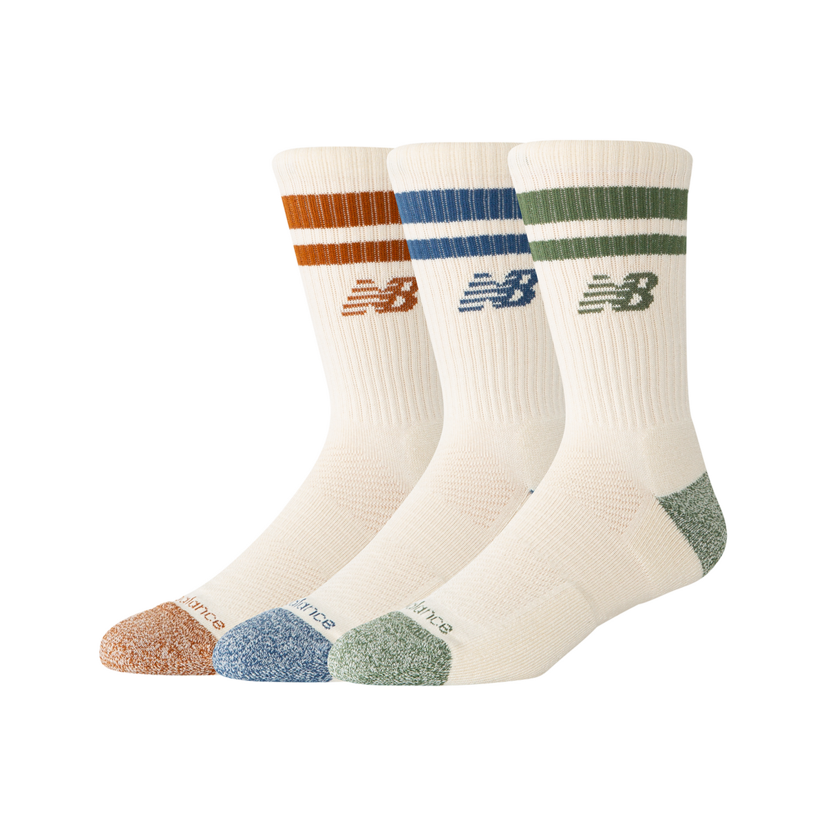 New Balance Active Lifestyle Striped Crew Socks 3 Pack in MEHRFARBIG
