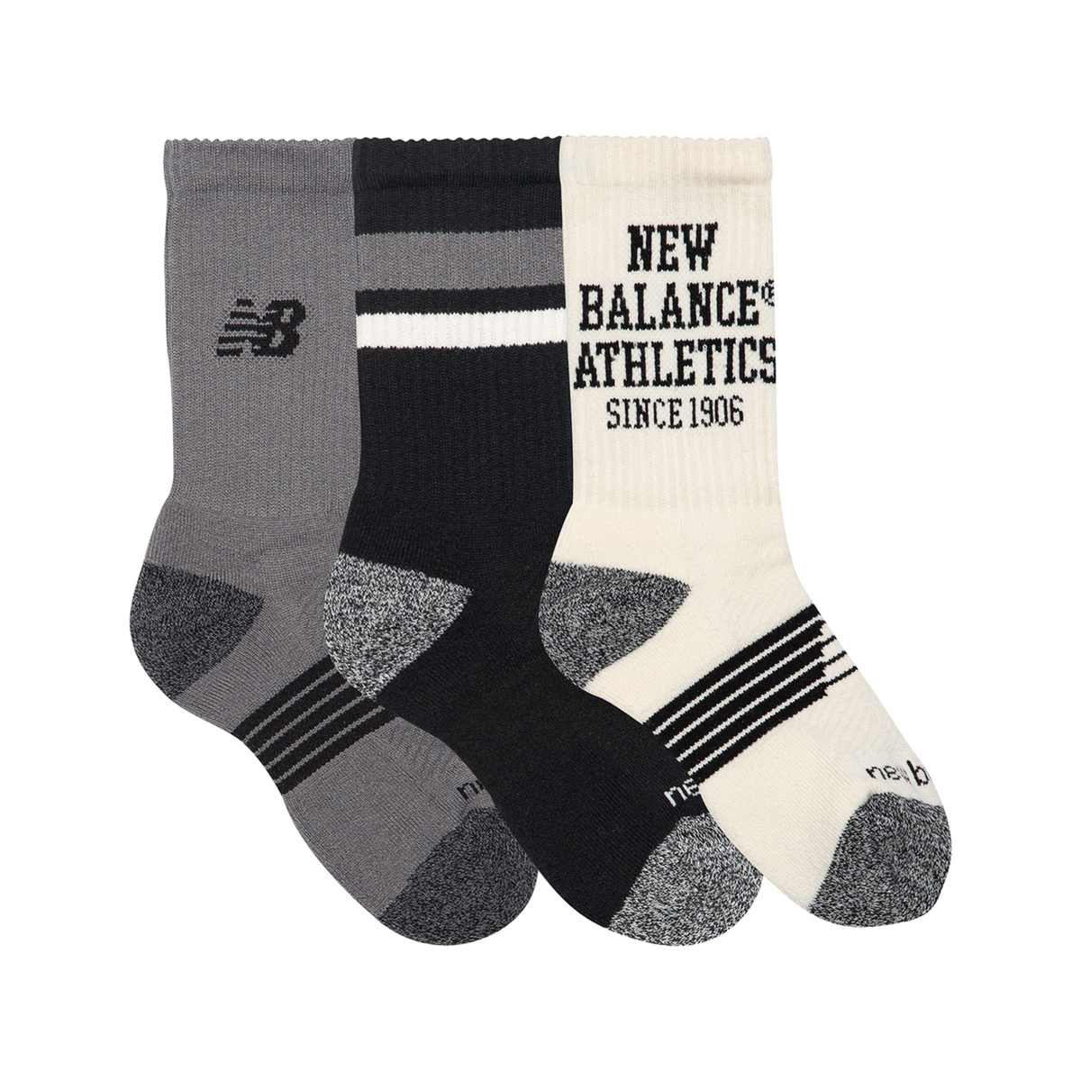 New Balance Youth Active Graphic Crew Socks 3 Pack in MEHRFARBIG
