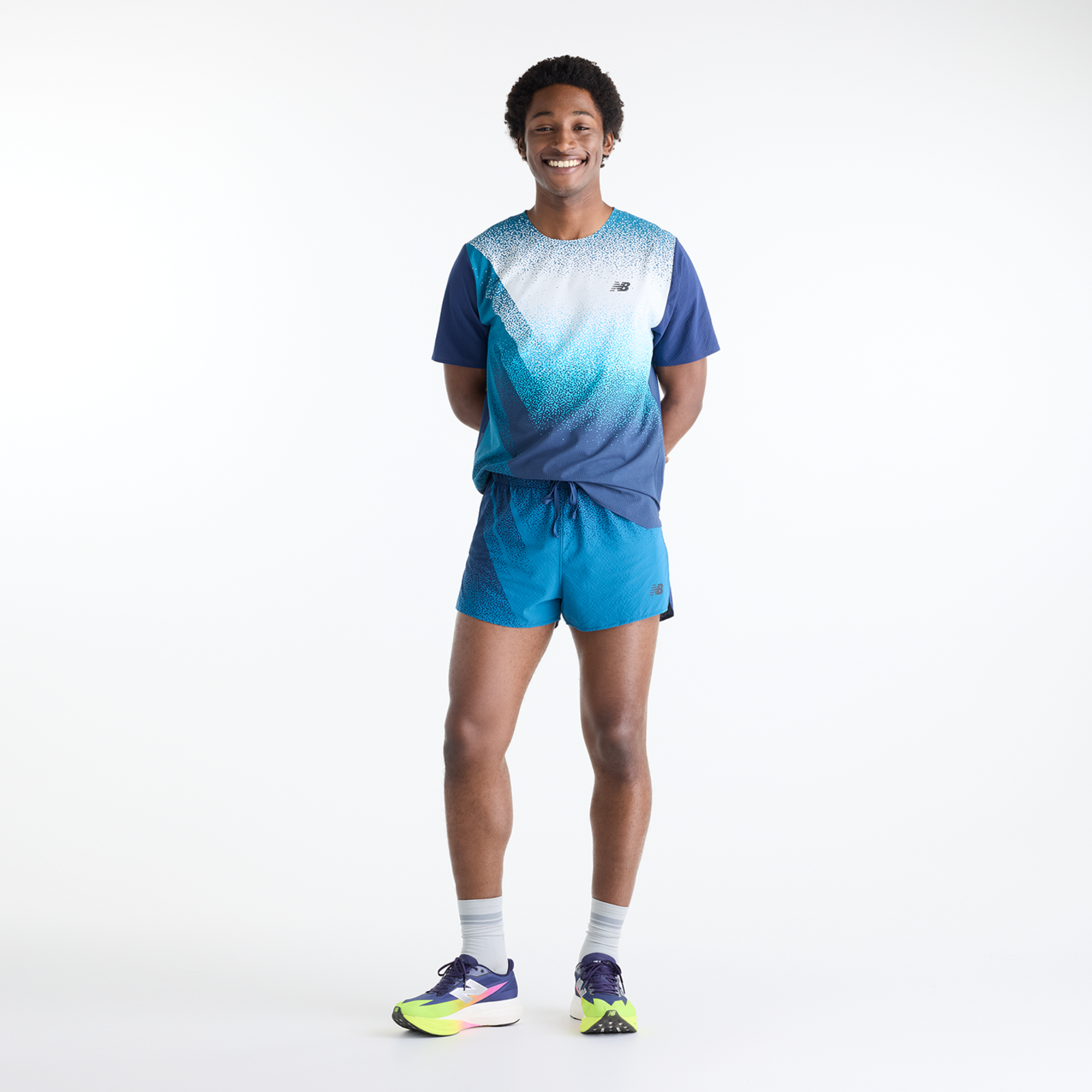 New Balance RC Ultra Light Printed Short 3" in BLAU