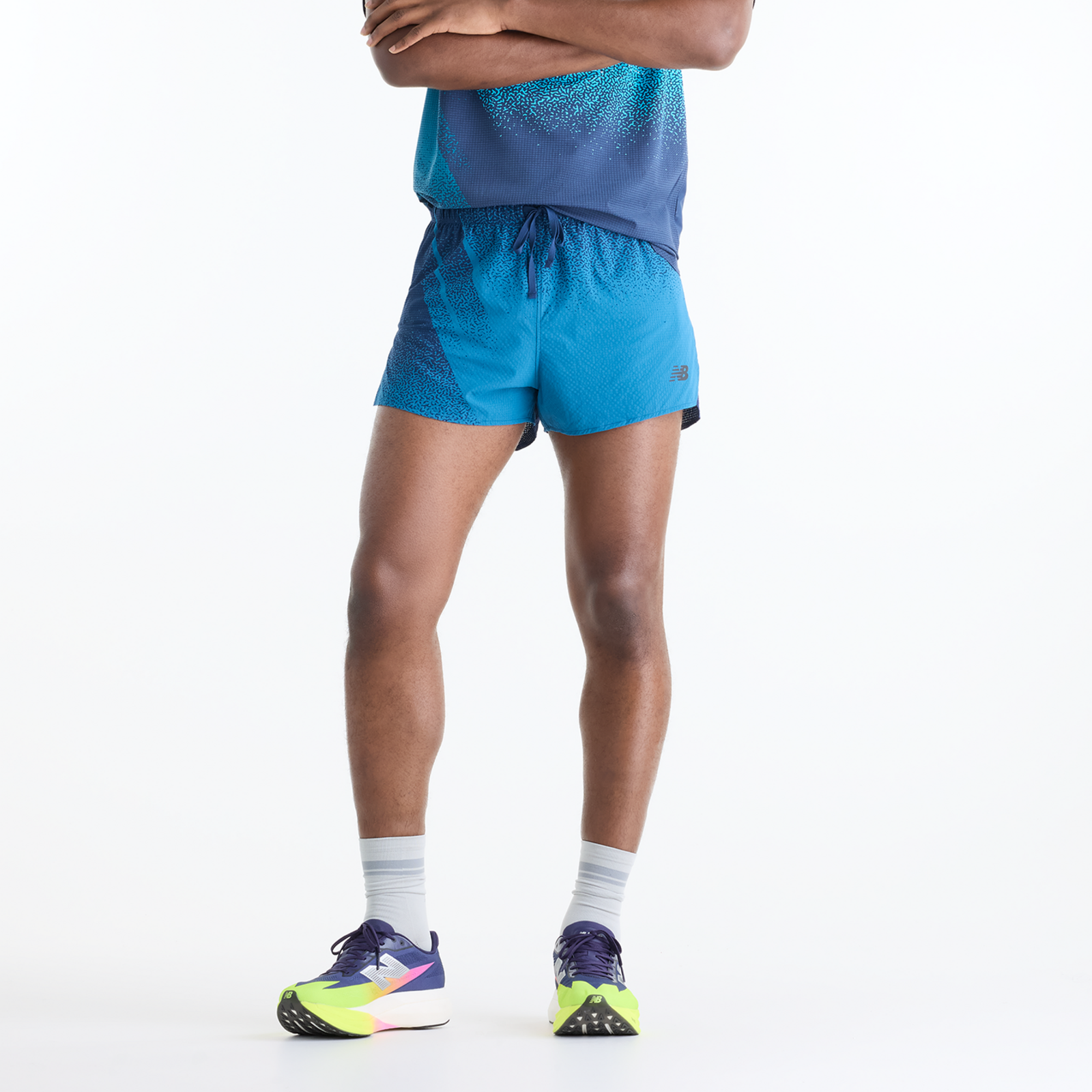 New Balance RC Ultra Light Printed Short 3" in BLAU