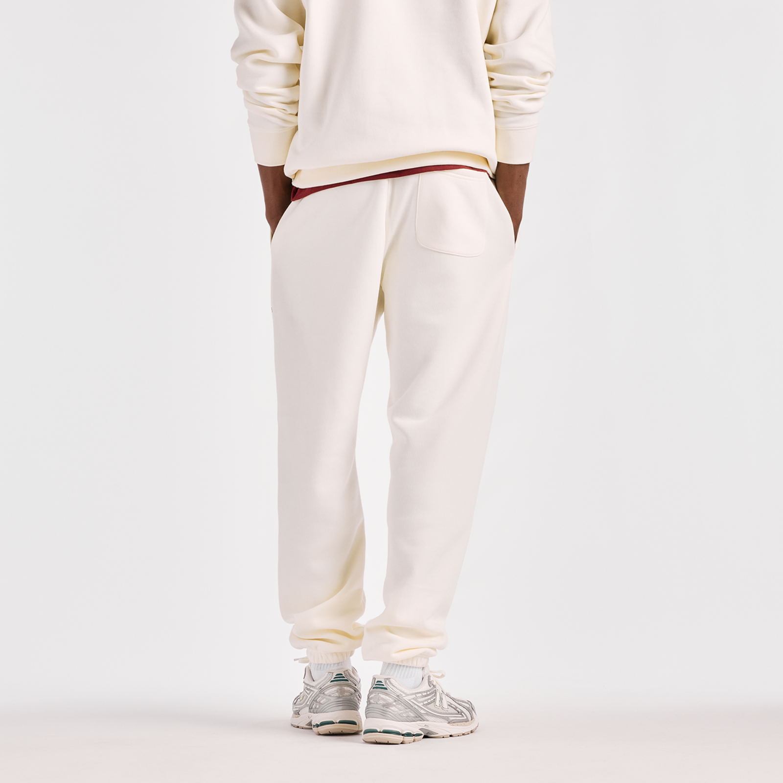 New Balance Reimagined Graphic Fleece Jogger in BEIGE