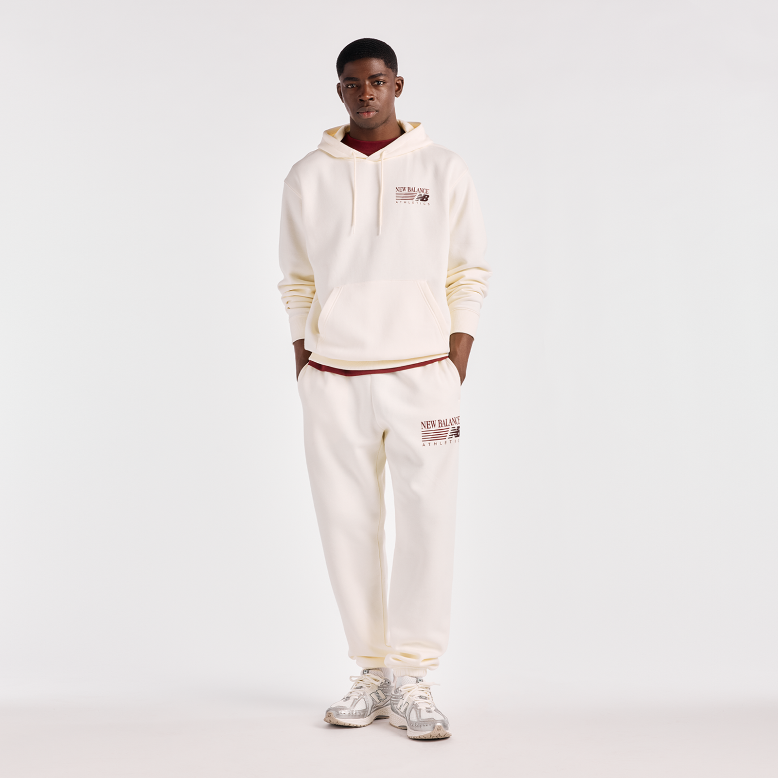 New Balance Reimagined Graphic Fleece Jogger in BEIGE