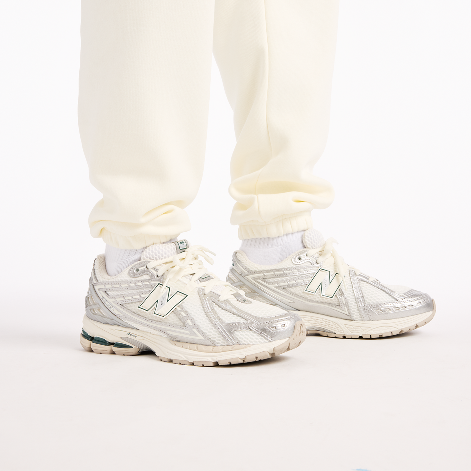 New Balance Reimagined Graphic Fleece Jogger in BEIGE