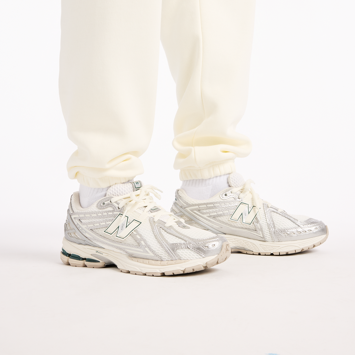 New Balance Reimagined Graphic Fleece Jogger in BEIGE