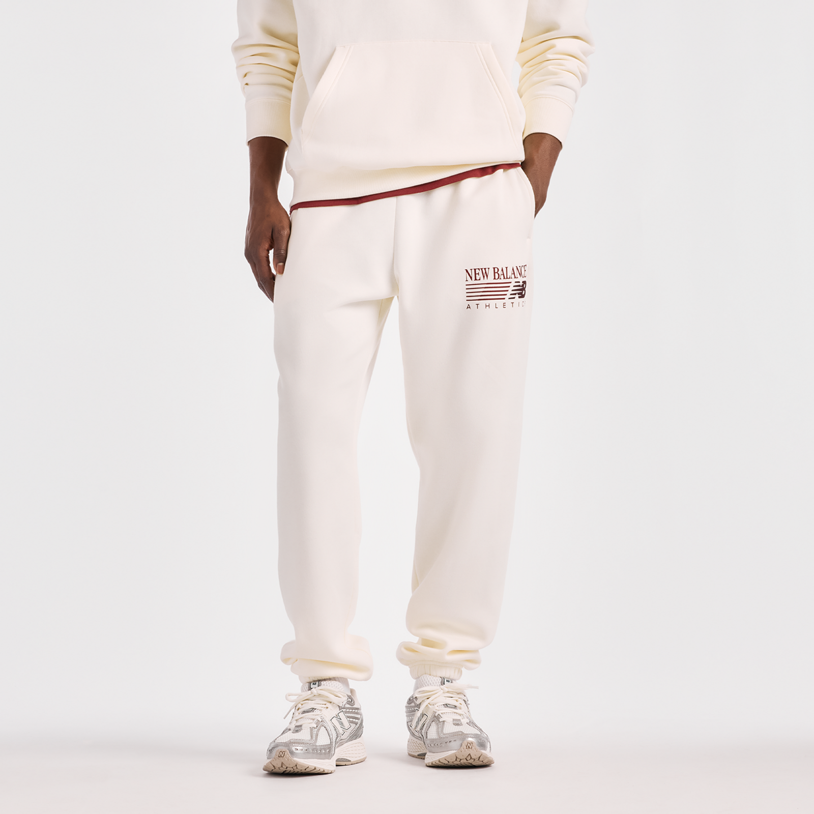 New Balance Reimagined Graphic Fleece Jogger in BEIGE