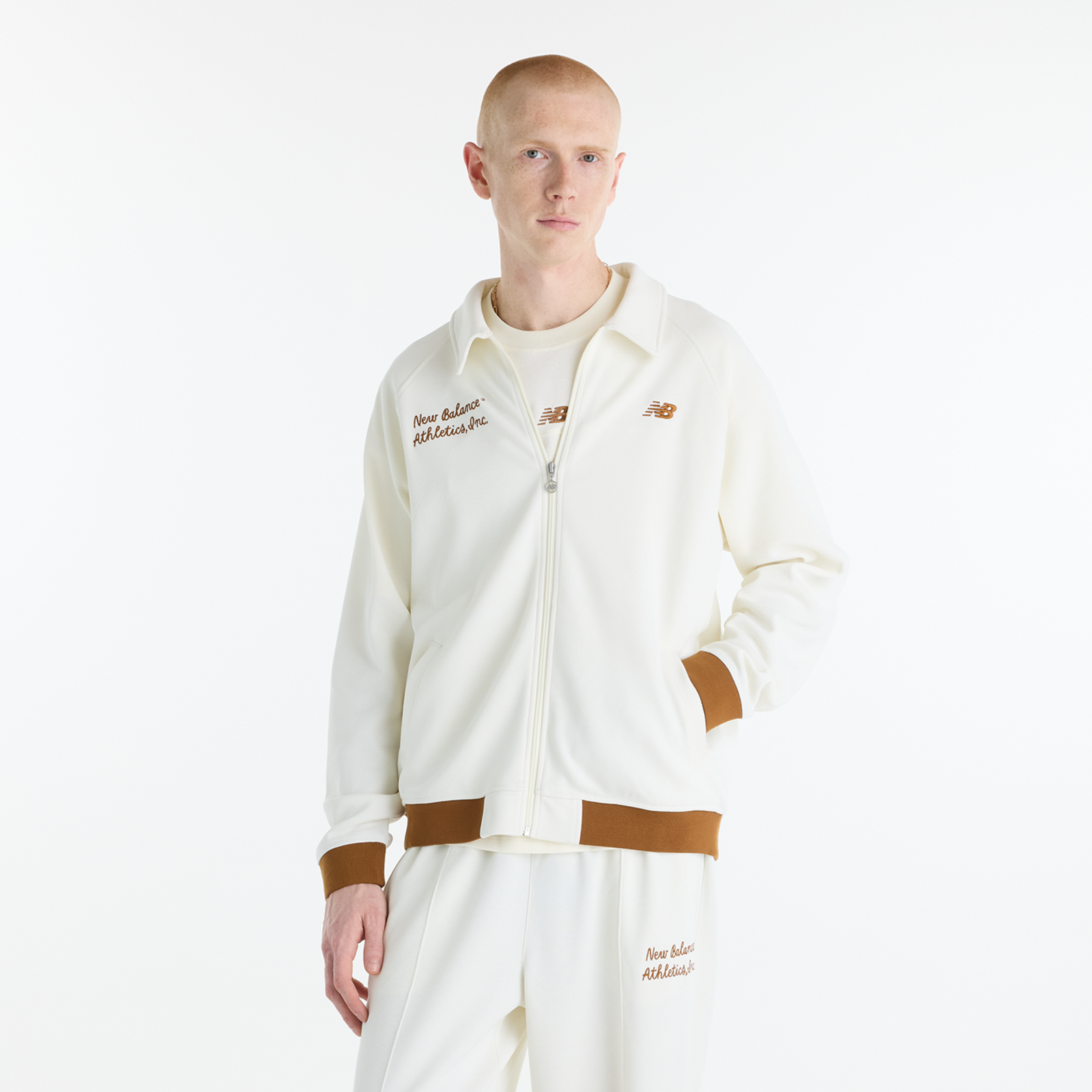 New Balance Sport Legacy Pique Jacket in BEIGE