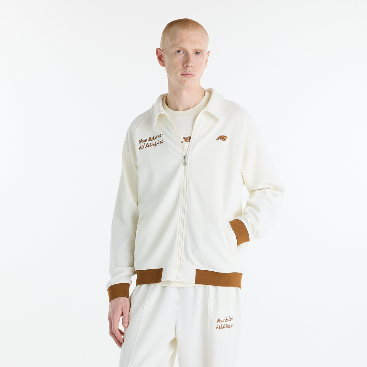 New Balance Sport Legacy Pique Jacket in BEIGE