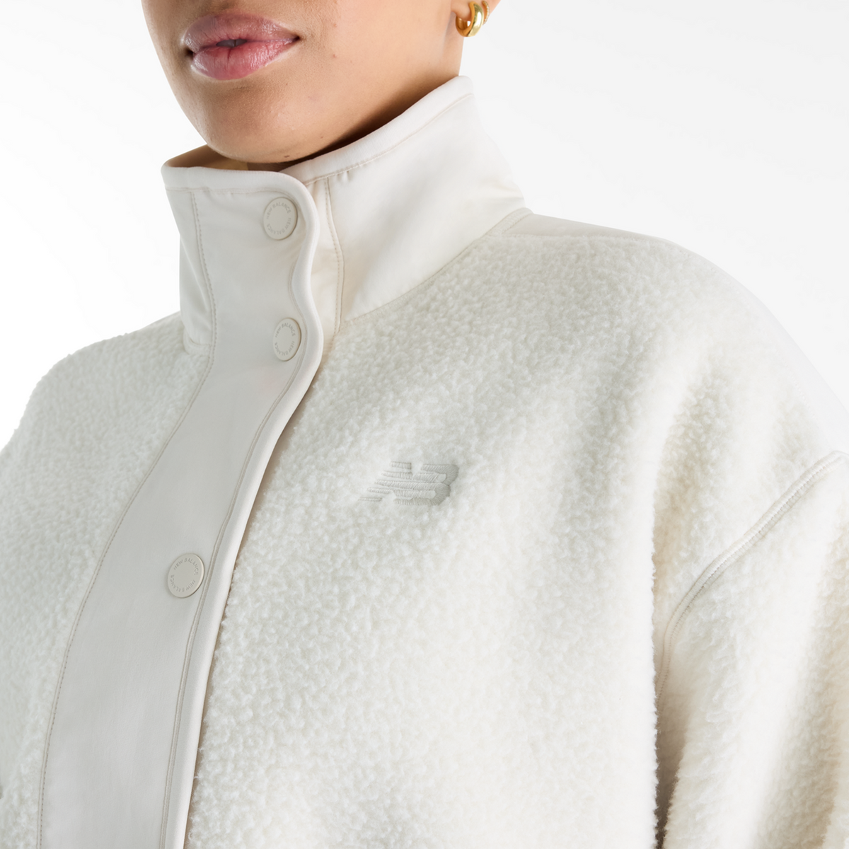 New Balance W High Pile Fleece Jacket in BEIGE