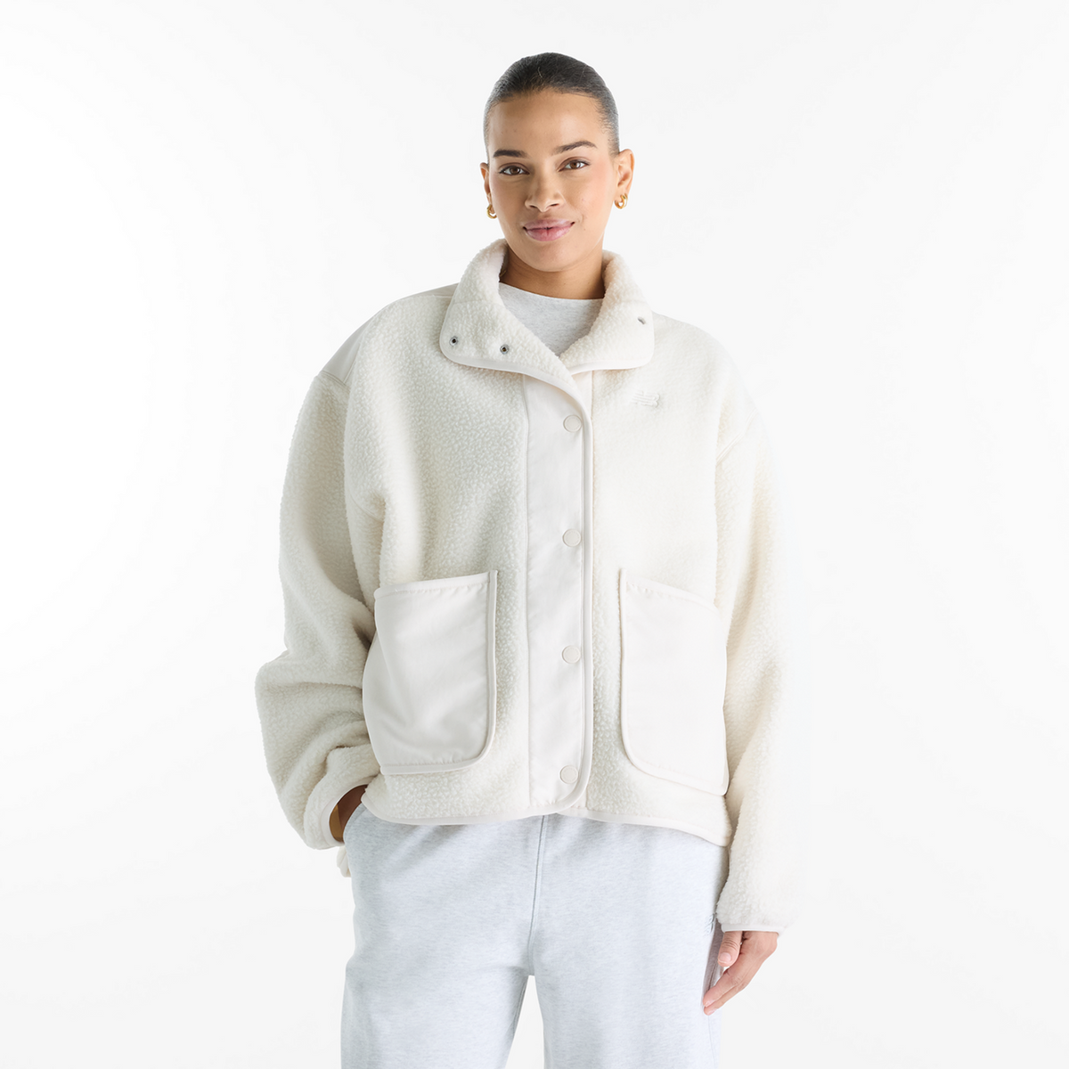 New Balance W High Pile Fleece Jacket in BEIGE