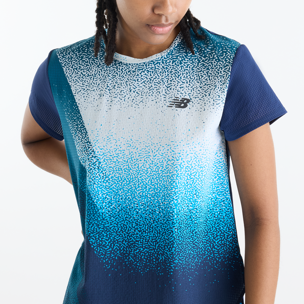 New Balance W Race Day Ultra Light Printed T-Shirt in BLAU
