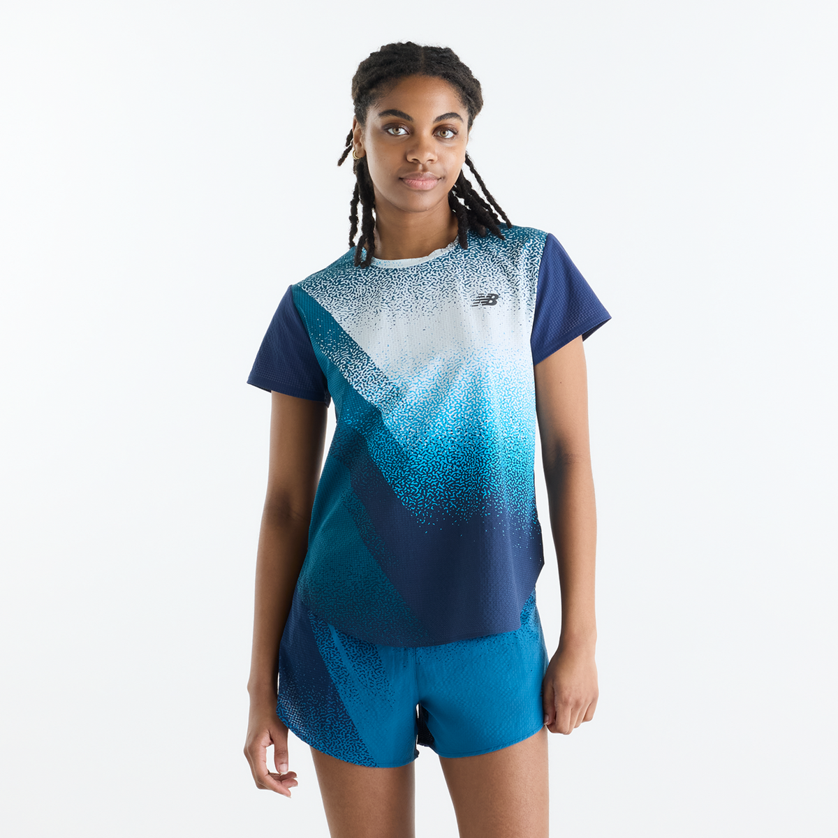 New Balance W Race Day Ultra Light Printed T-Shirt in BLAU