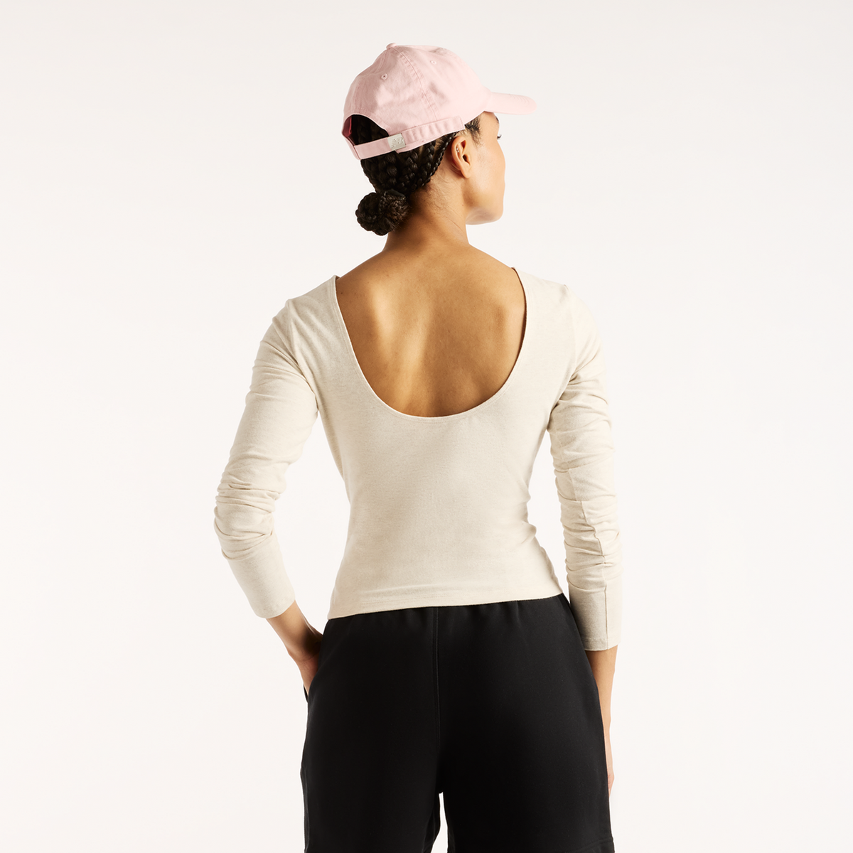 New Balance W Open-Back Fitted Long Sleeve in WEISS