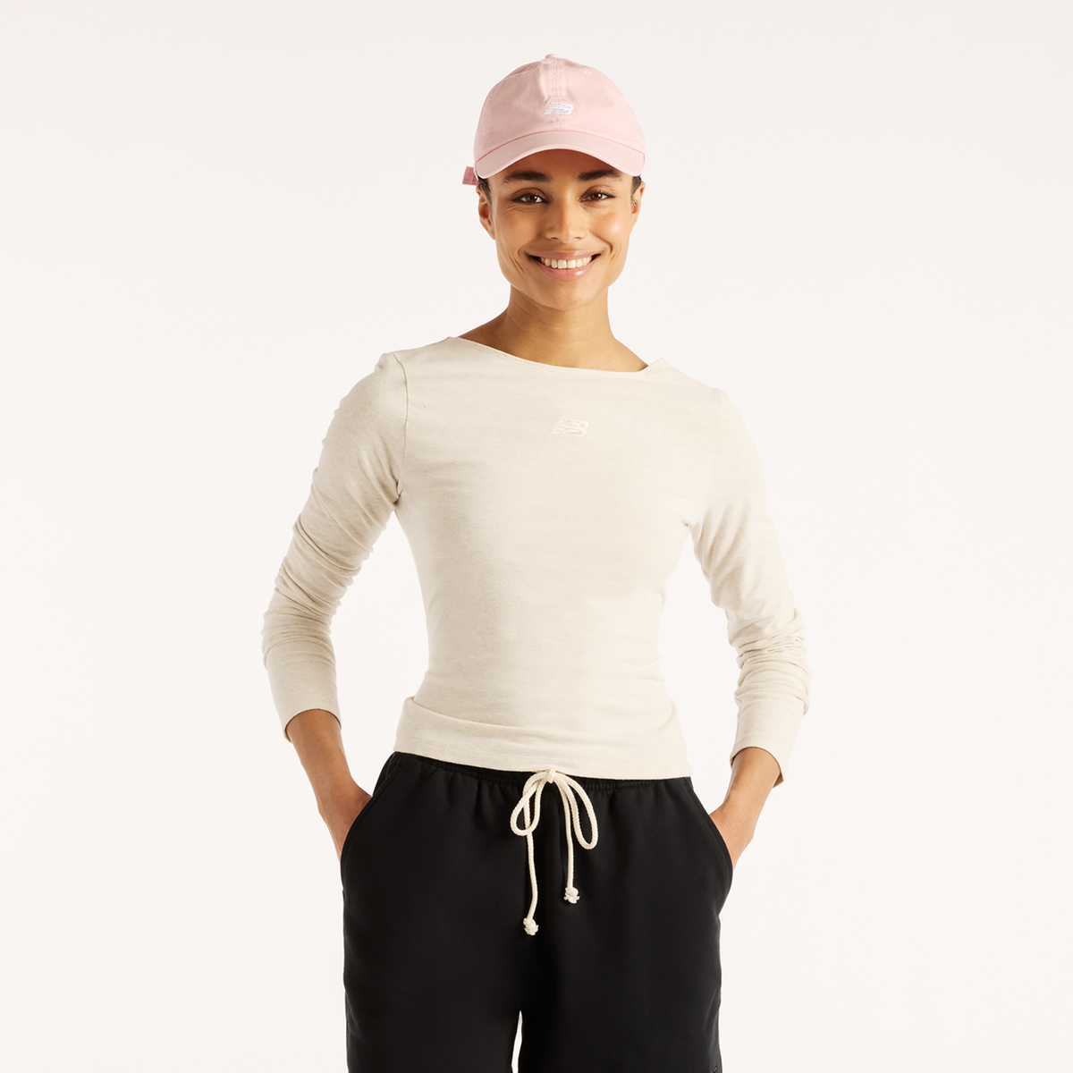 New Balance W Open-Back Fitted Long Sleeve in WEISS