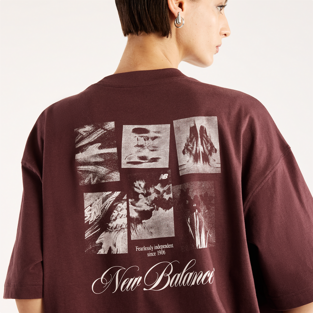 New Balance W Pressed Flowers Memories Oversized T-Shirt in ROT