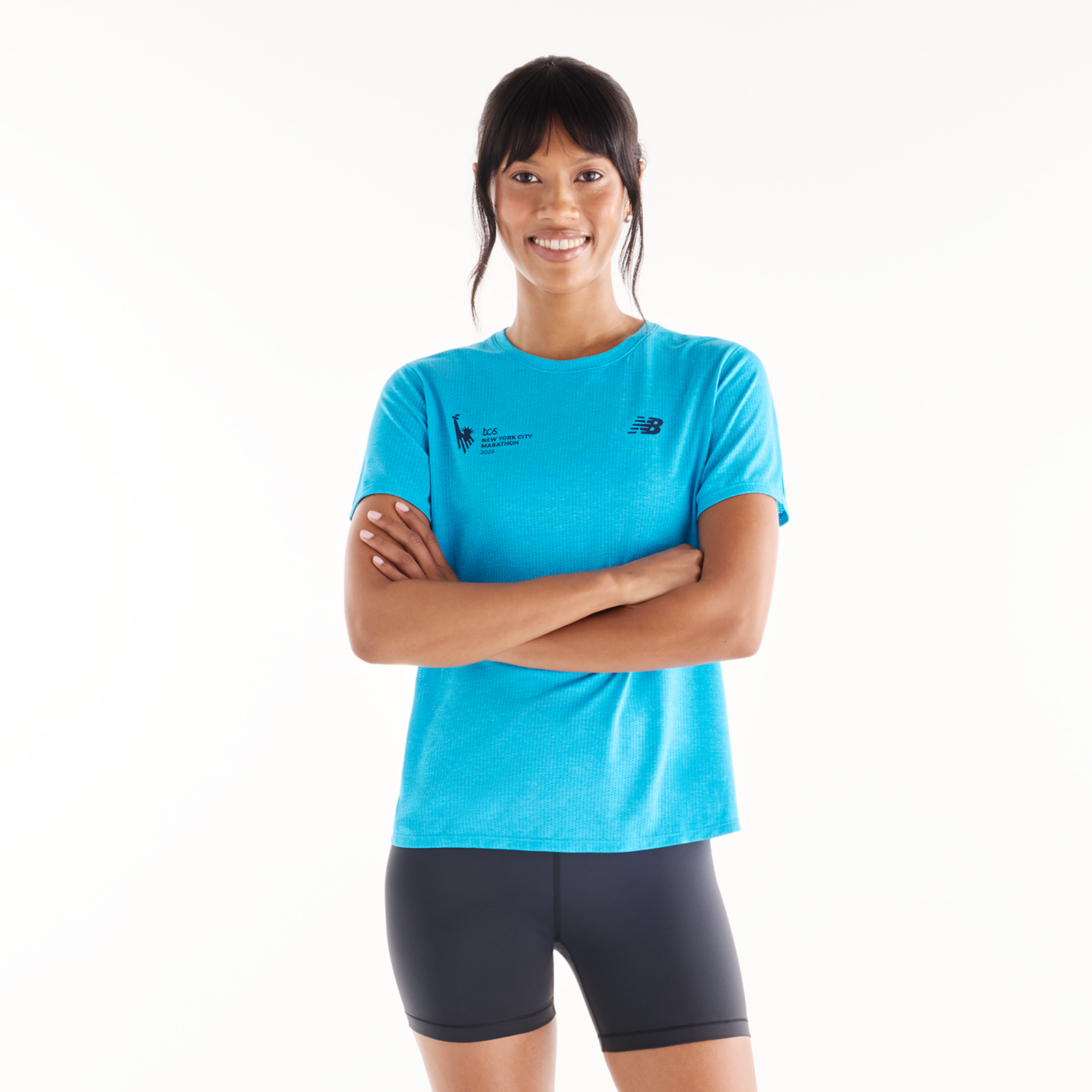New Balance W NYC Marathon Athletics T-Shirt in BLAU
