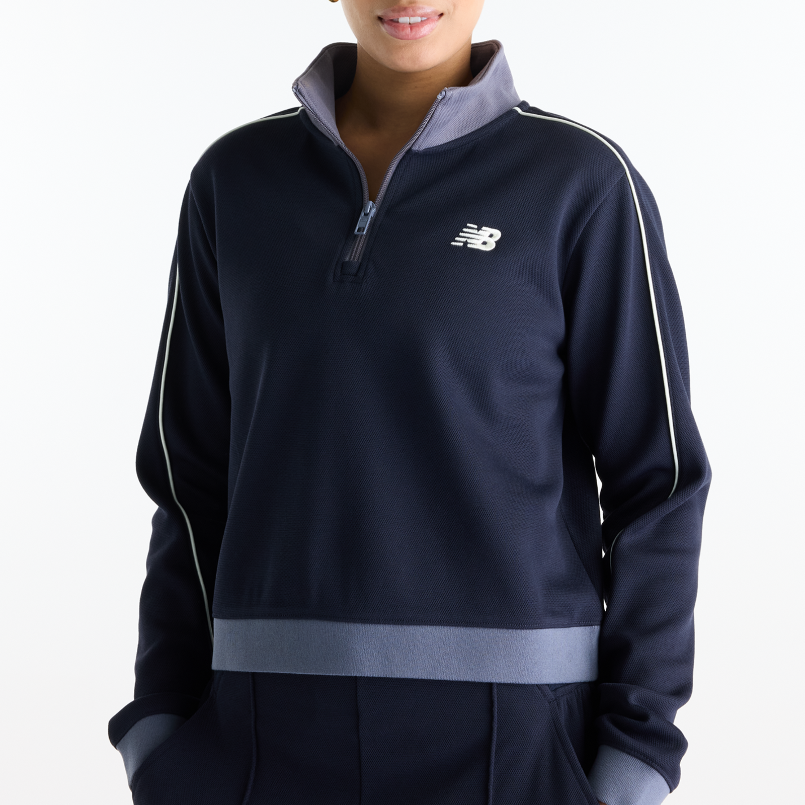 New Balance W Sport Legacy Pique 1/4 Zip in SCHWARZ