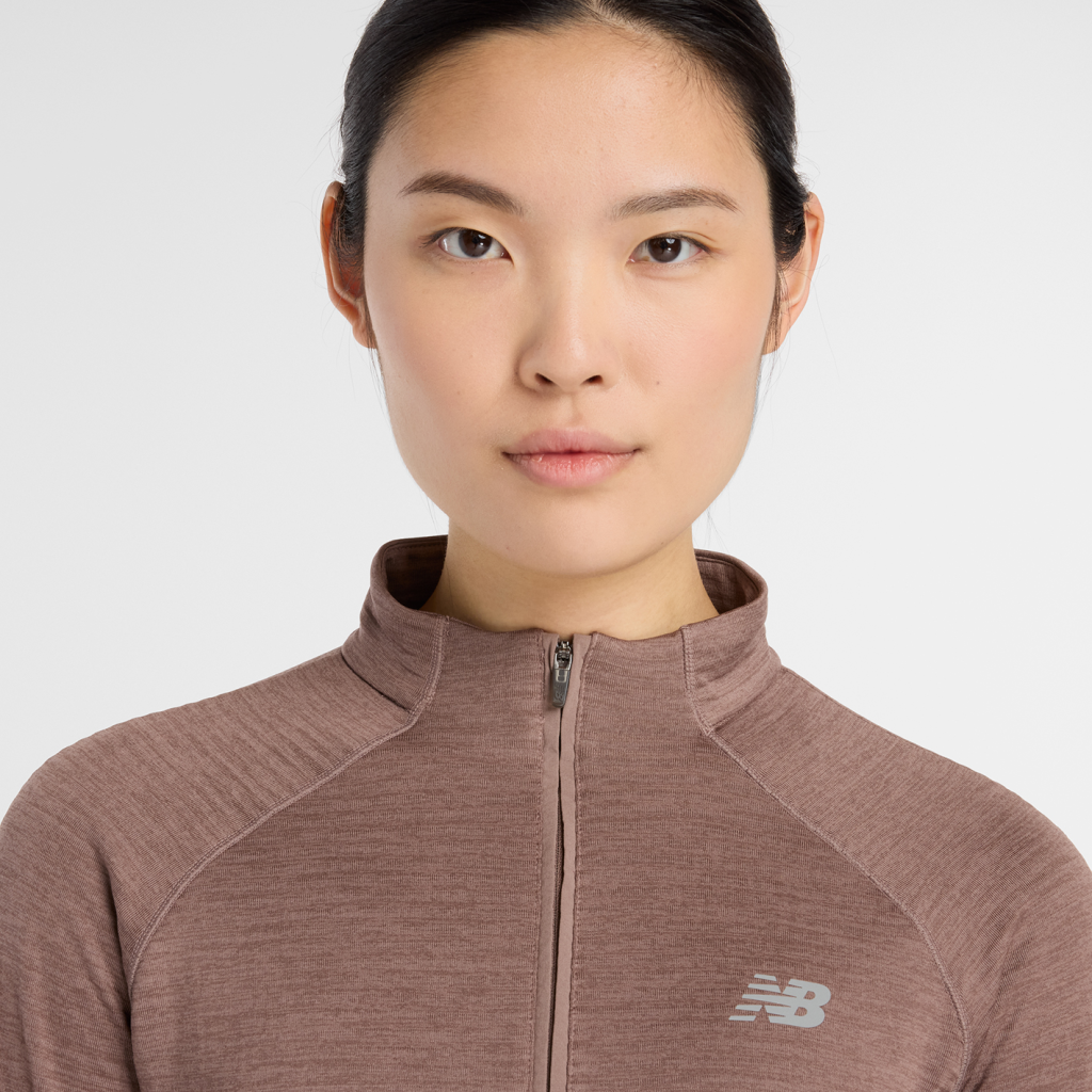 New Balance W Athletics Heat Grid Half Zip in BRAUN