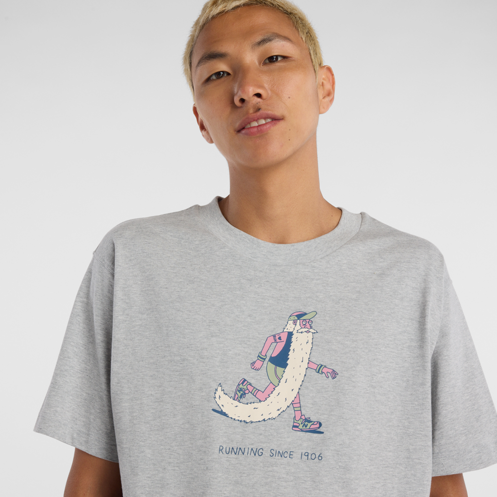 New Balance Bearded Runner T-Shirt in GRAU