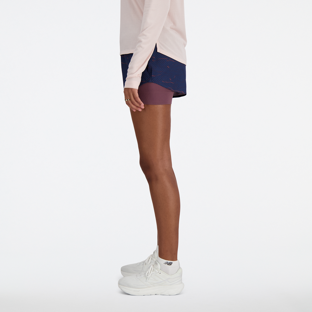 New Balance W RC Seamless Printed 2 In 1 Short 3 Inch in BLAU