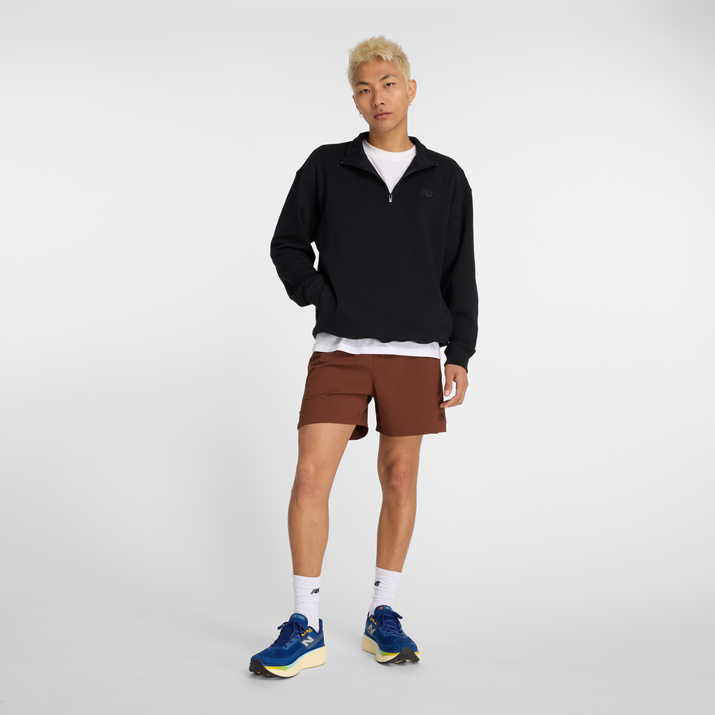 New Balance Athletics Fleece 1/2 Zip in SCHWARZ