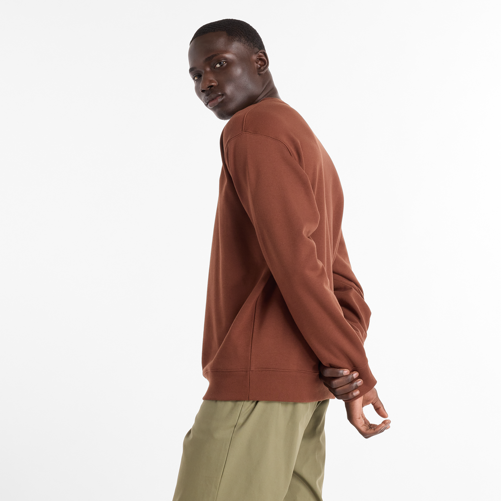 New Balance Sport Essentials Small Logo French Terry Crew in BRAUN