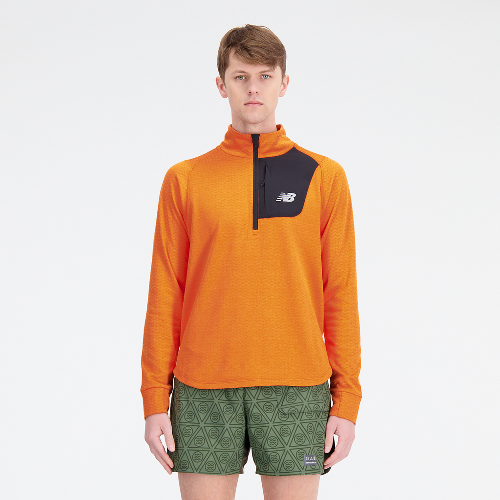 New Balance NB Heat Grid Half Zip in ORANGE
