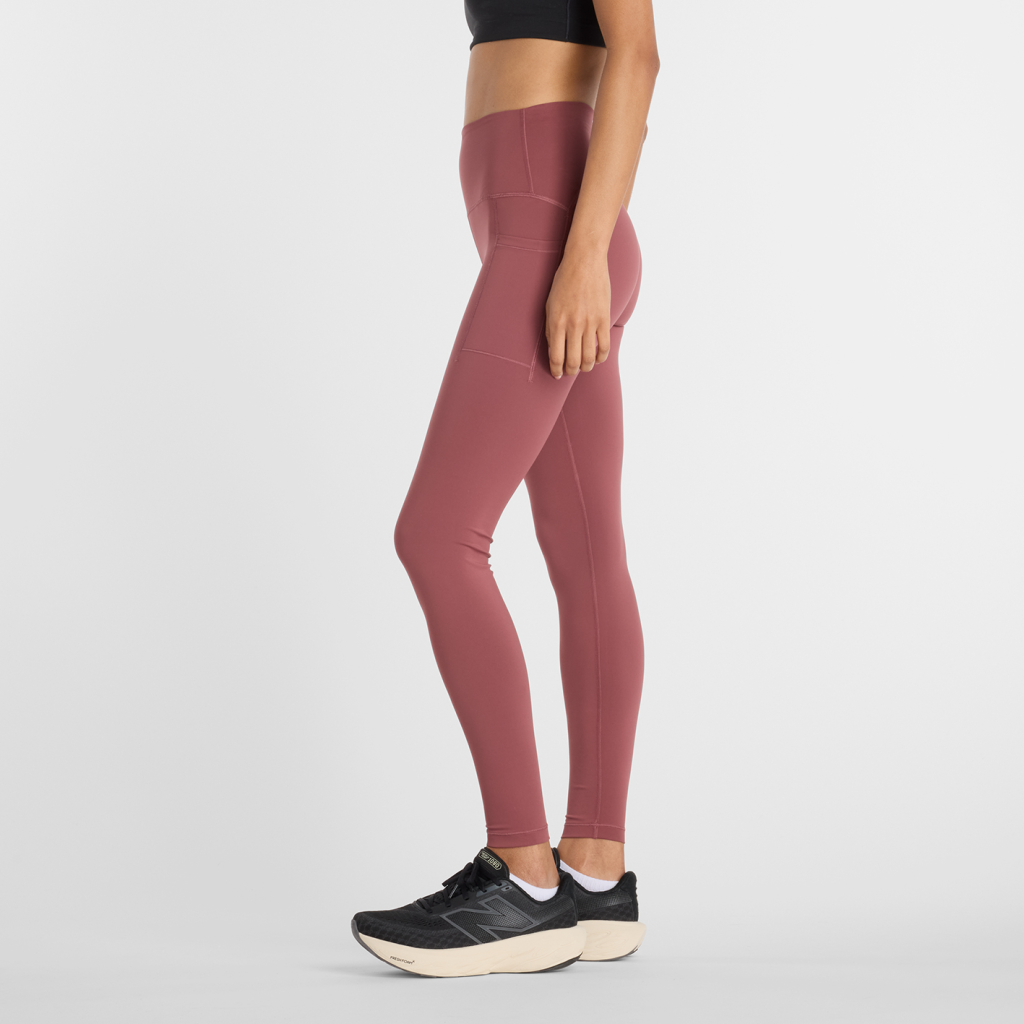 New Balance W NB Sleek Pocket High Rise Legging 27" in ROT