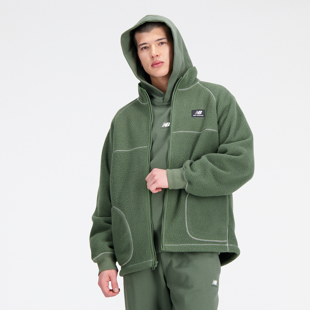New Balance Athletics Polar Fleece Full Zip in GRÜN