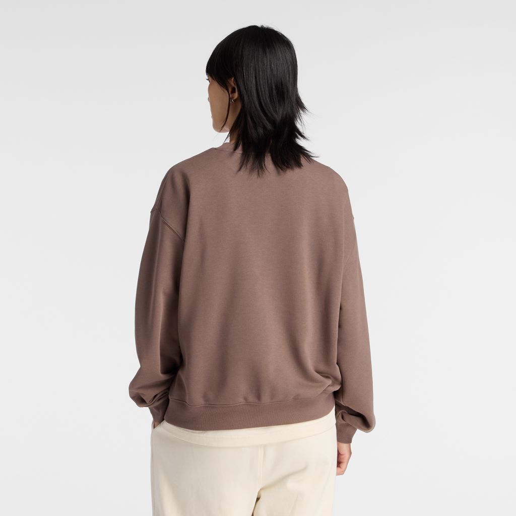 New Balance W Sport Essentials French Terry Small Logo Crew in BRAUN