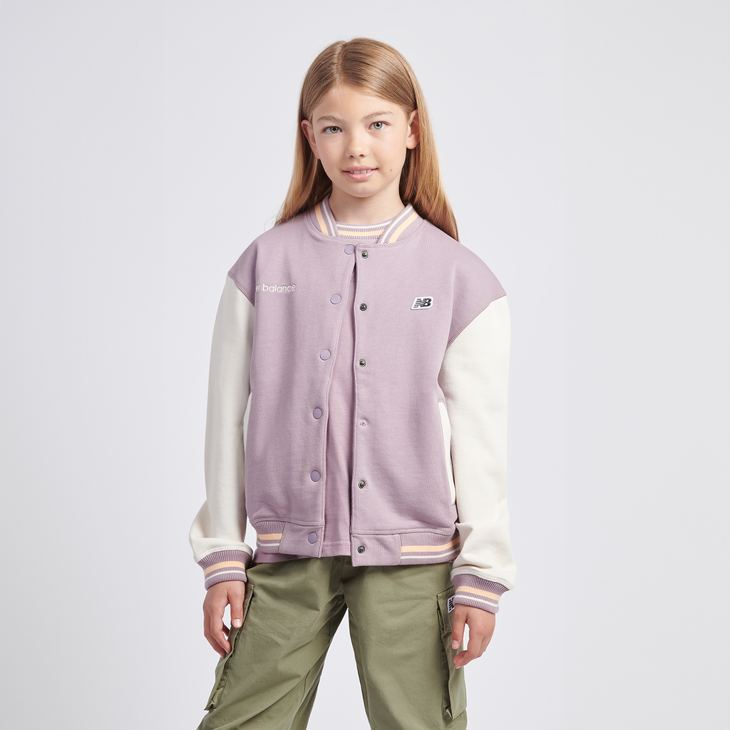 New Balance G NB Premium Loop Back Baseball Jacket in VIOLETT
