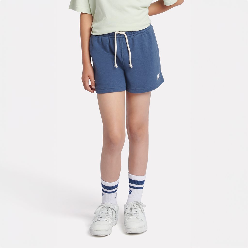 New Balance G New Balance French Terry Small Logo Short in BLAU