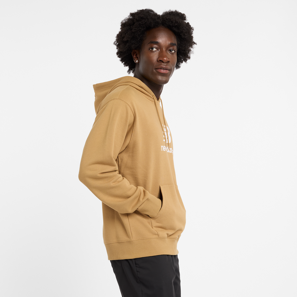New Balance Sport Essentials Stacked Logo French Terry Hoodie in BRAUN